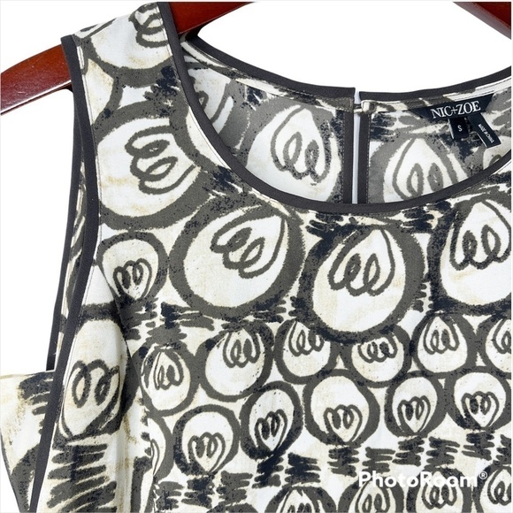 NIC + ZOE Sleeveless Bright Idea Print Dress in Brown and Cream Size Small - Picture 8 of 13